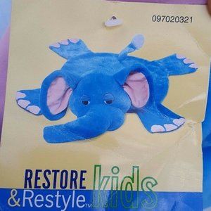 New Blue Elephant Plush Kid Baby Blanket Pillow Decor Display Hug 3D Head Rug